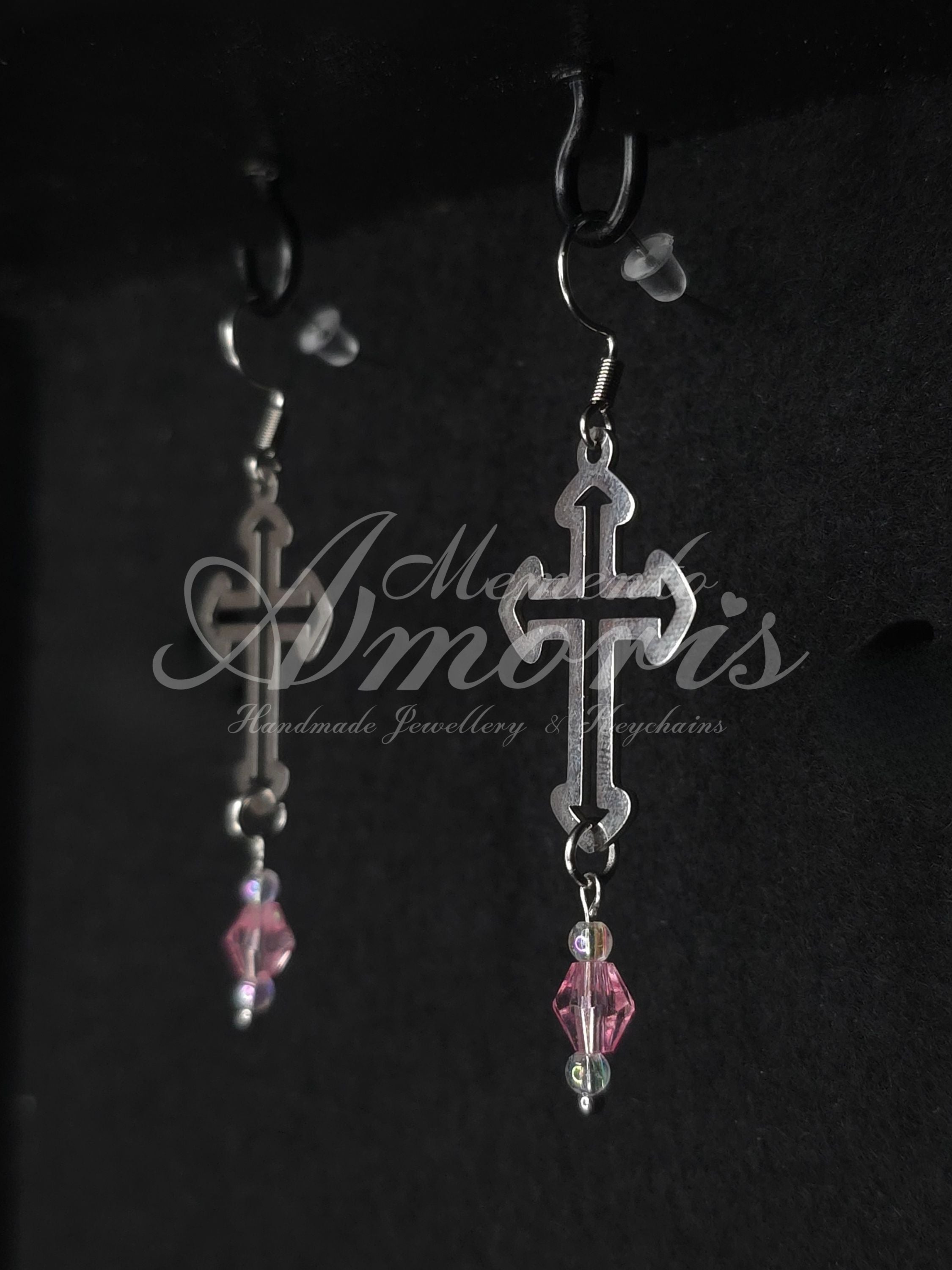 Princess Cross Earrings in silver
