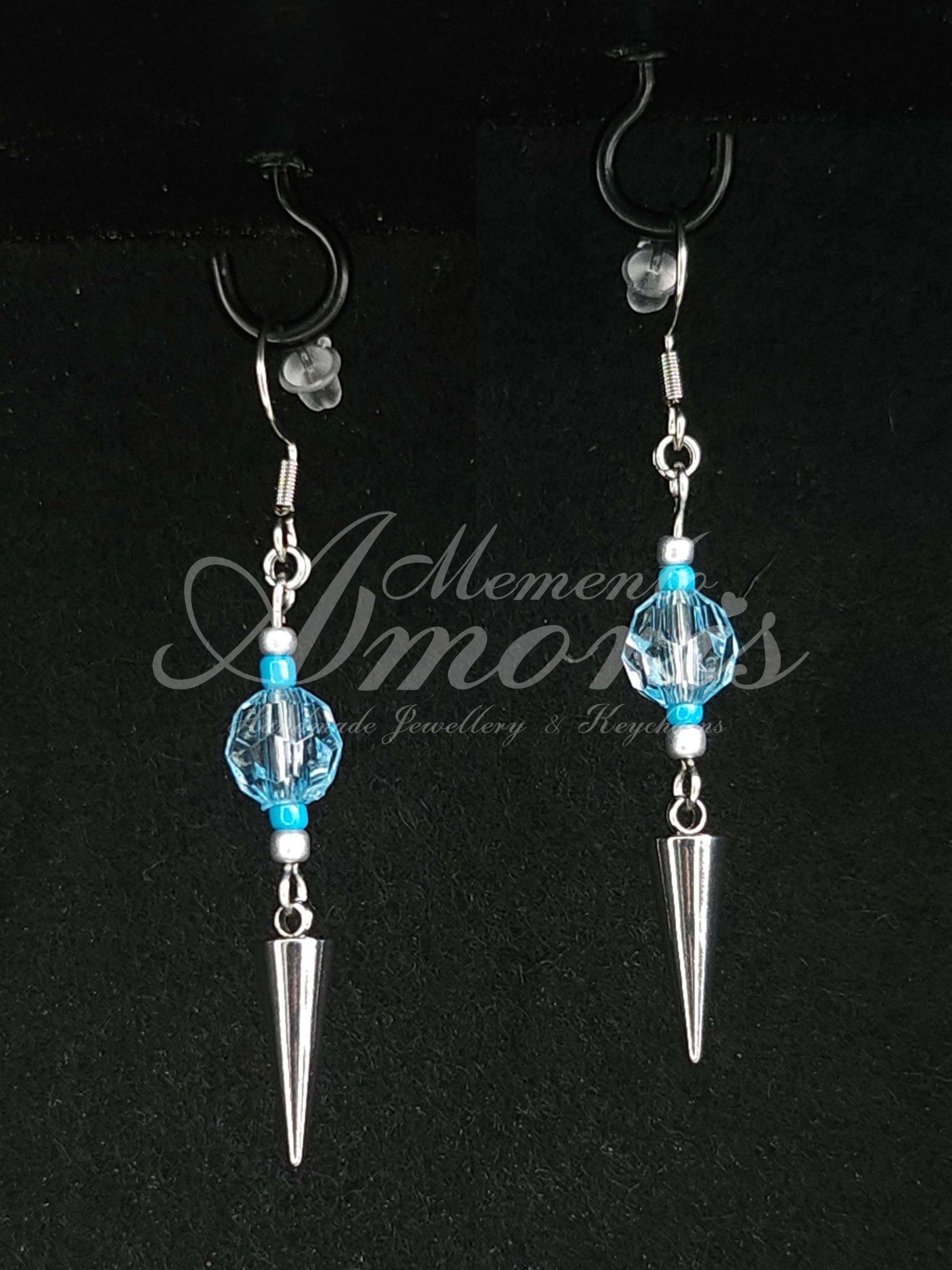 Punky Princess Earrings in silver, blue