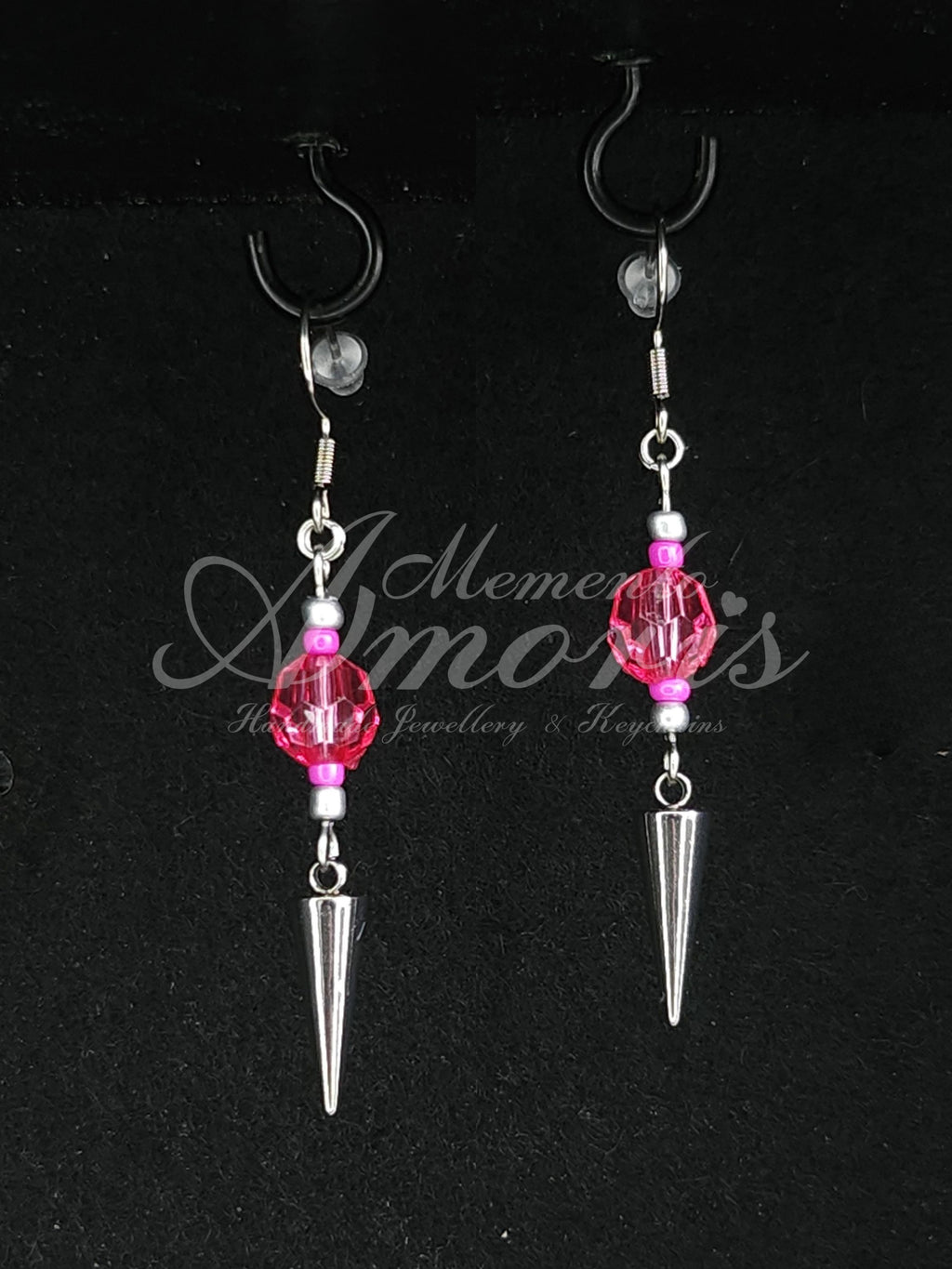 Punky Princess Earrings in silver, pink