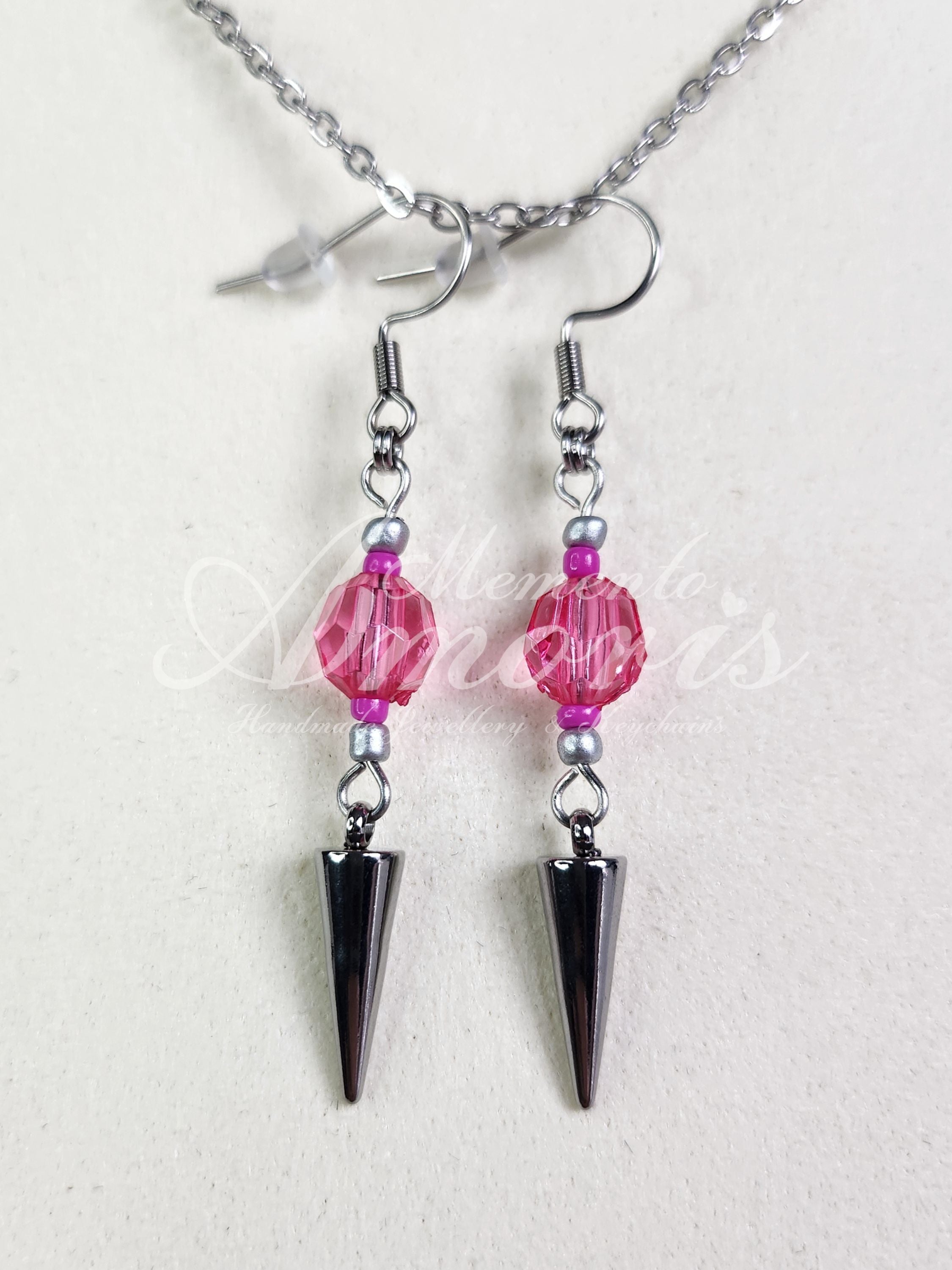Punky Princess Earrings in silver, pink
