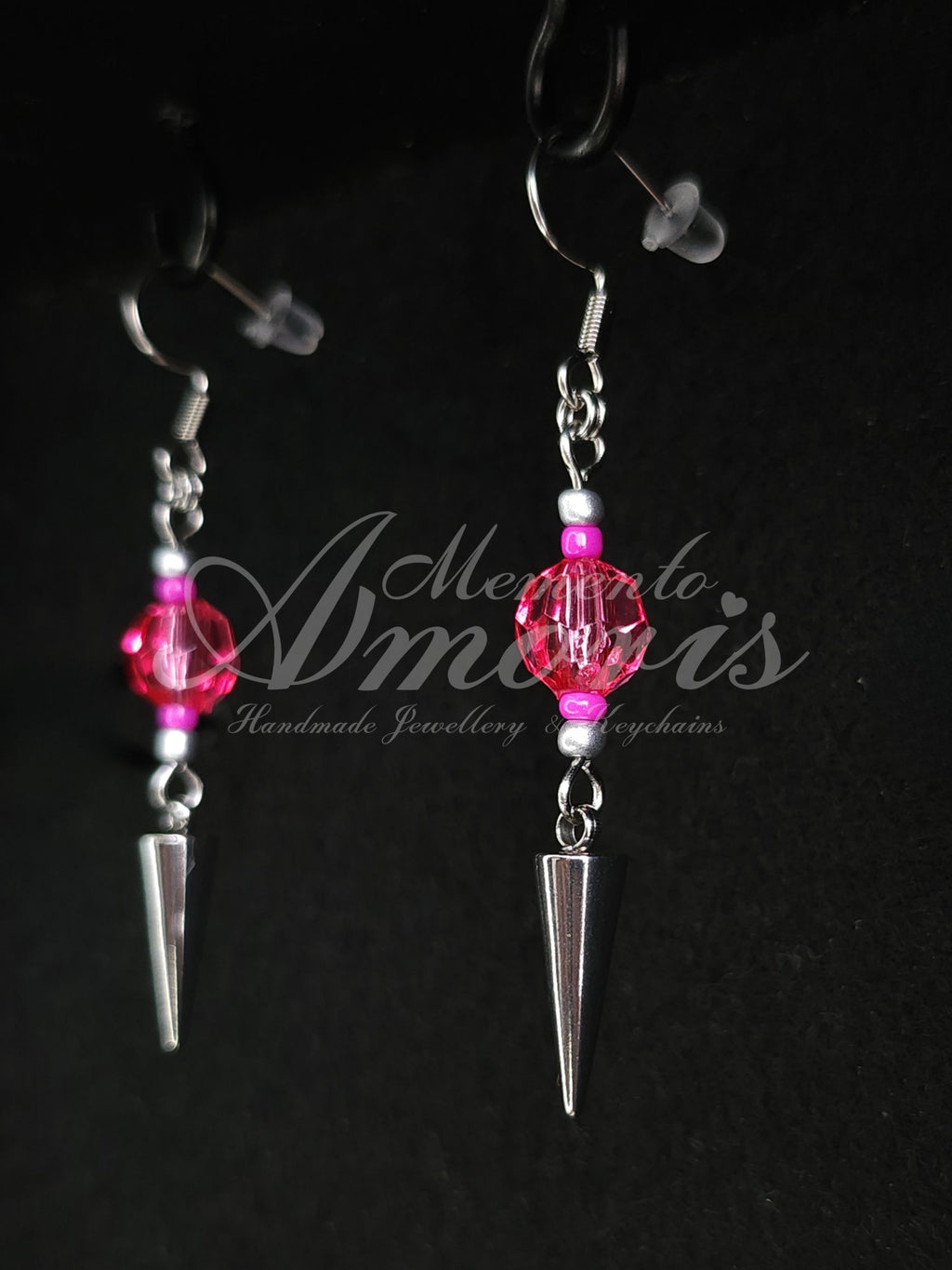 Punky Princess Earrings in silver, pink
