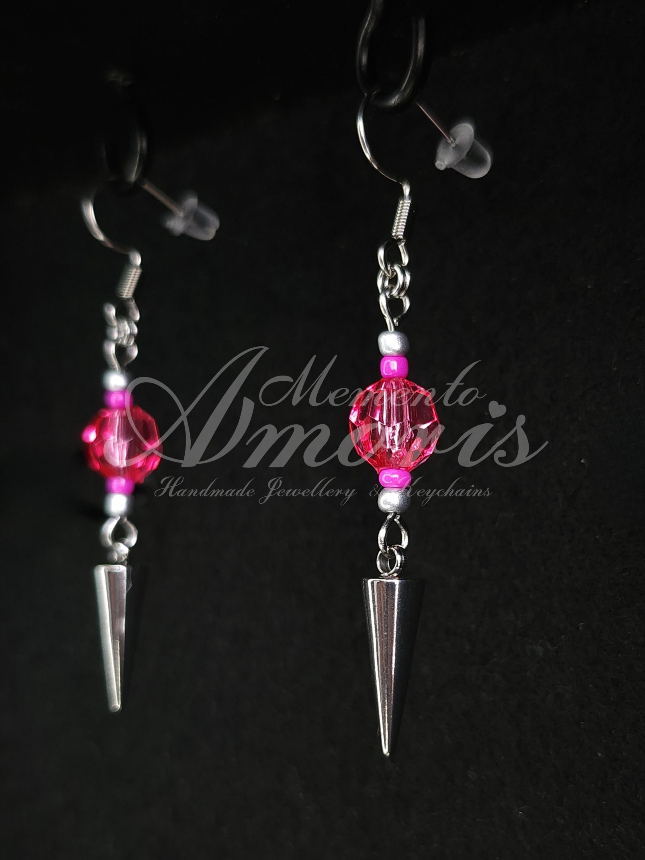 Punky Princess Earrings in silver, pink