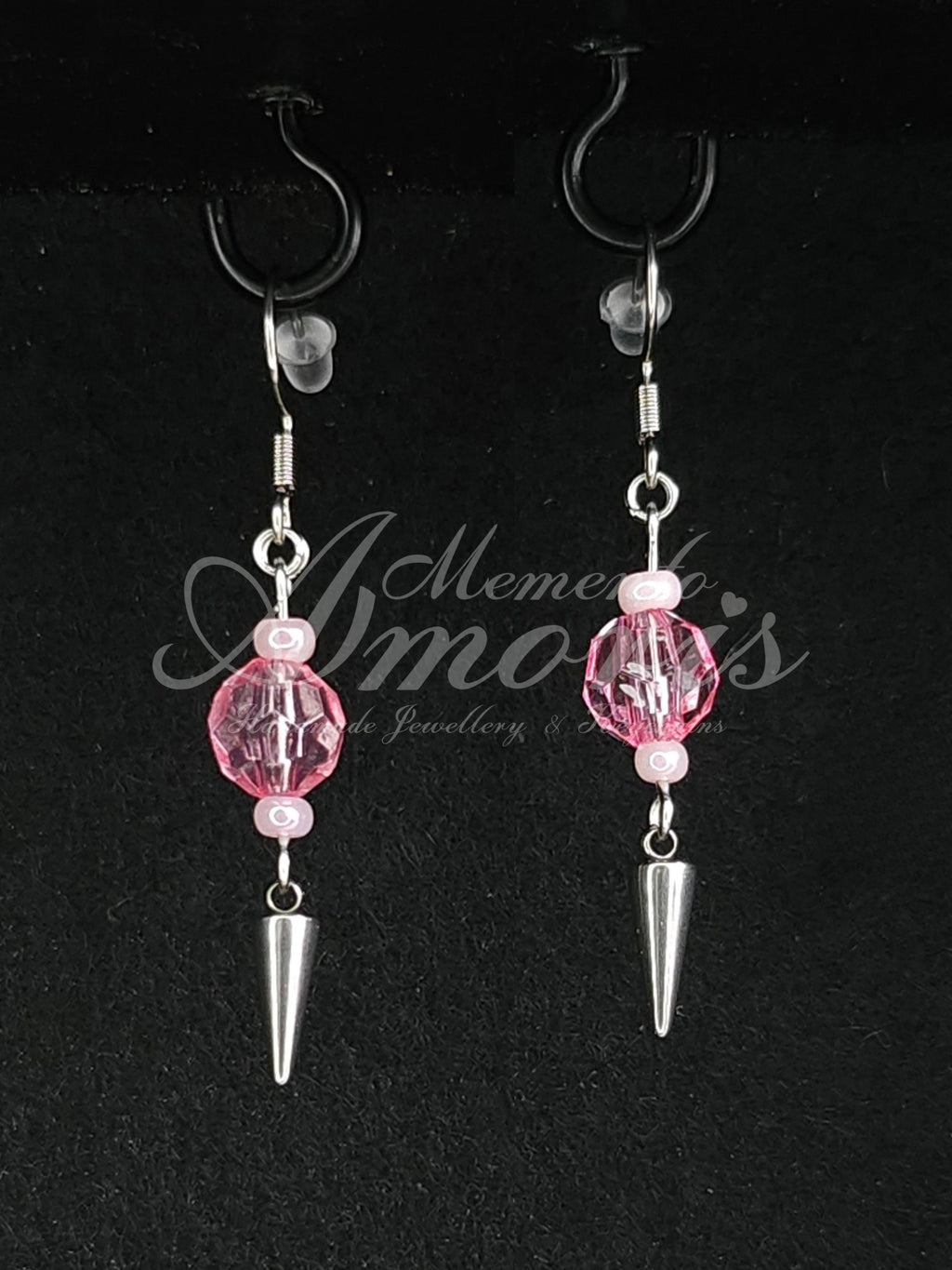 Punky Princess Earrings in silver, light pink small