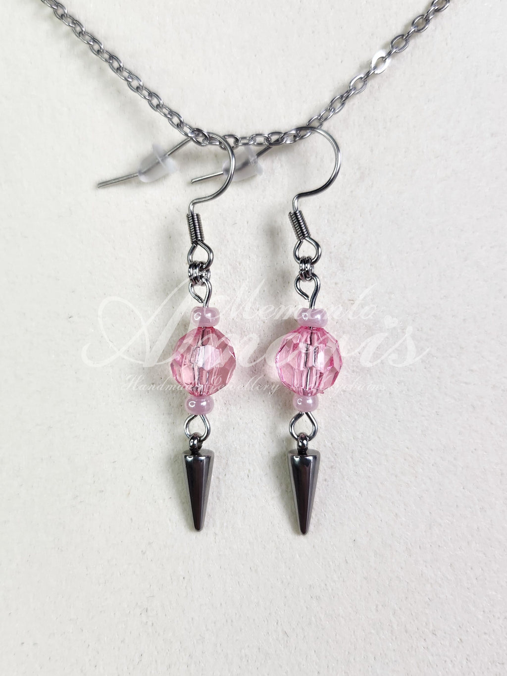 Punky Princess Earrings in silver, light pink small