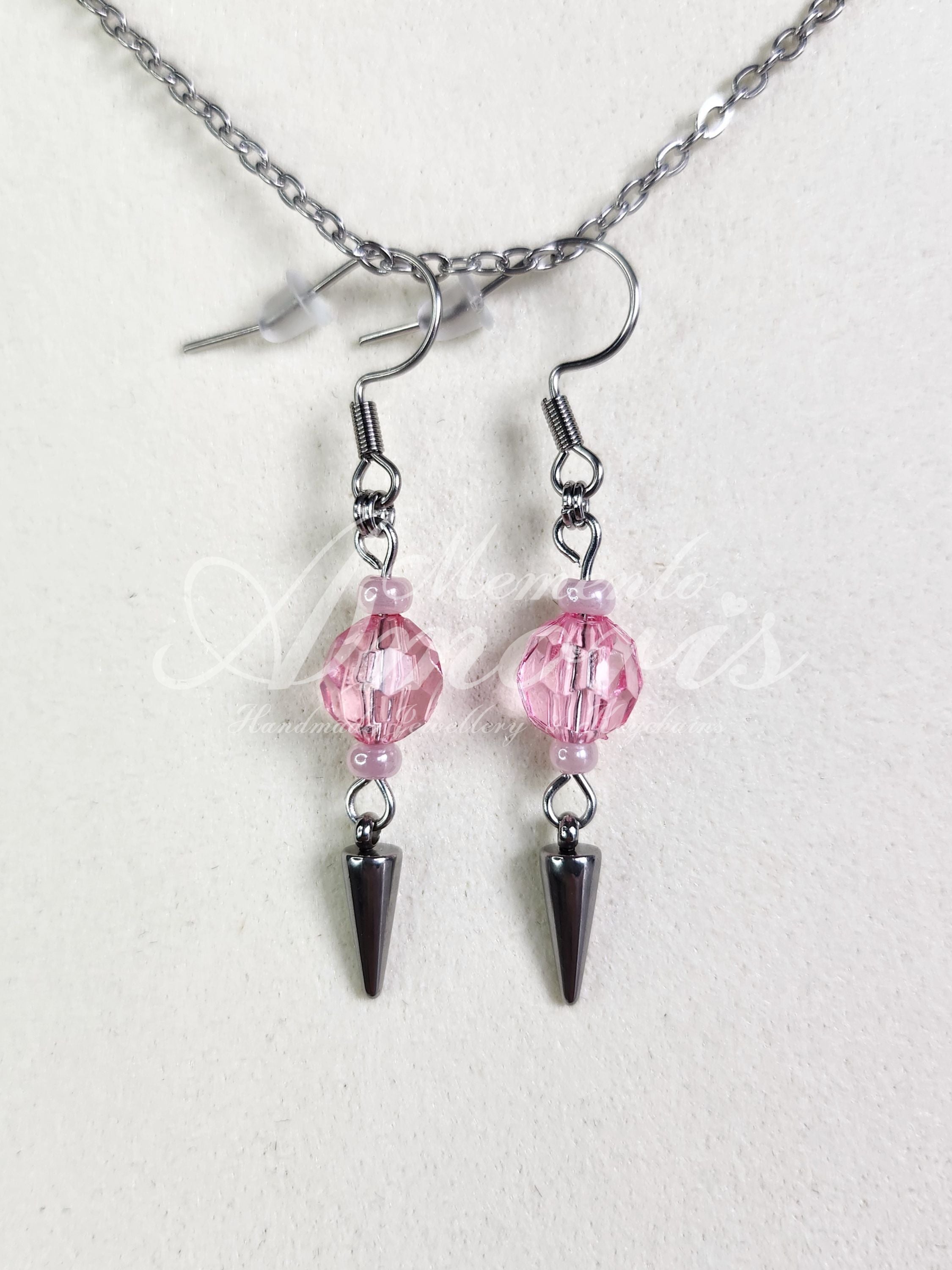 Punky Princess Earrings in silver, light pink small