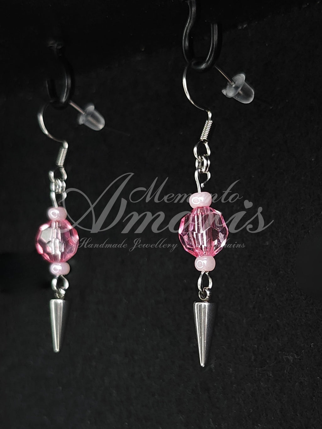 Punky Princess Earrings in silver, light pink small
