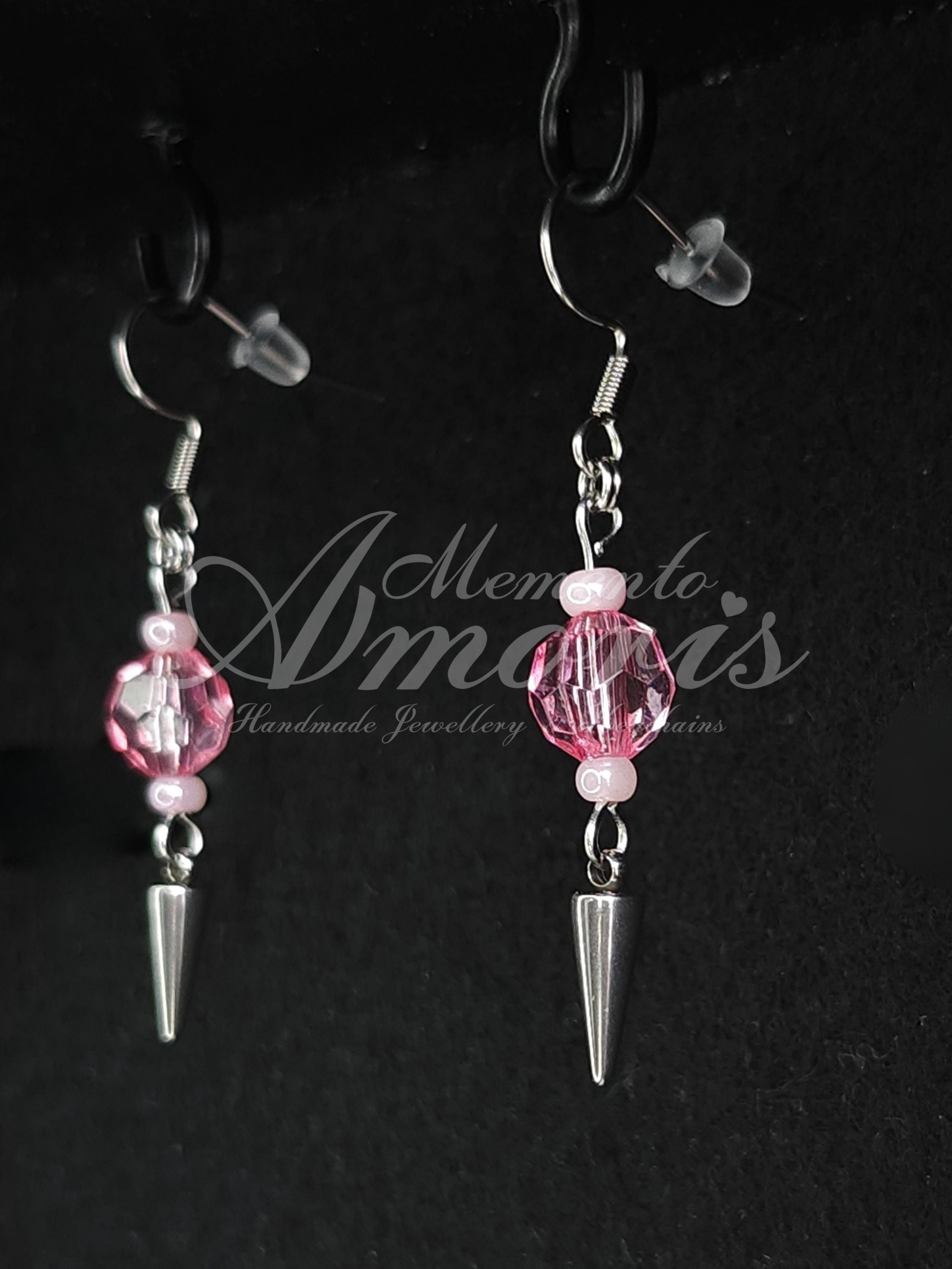 Punky Princess Earrings in silver, light pink small
