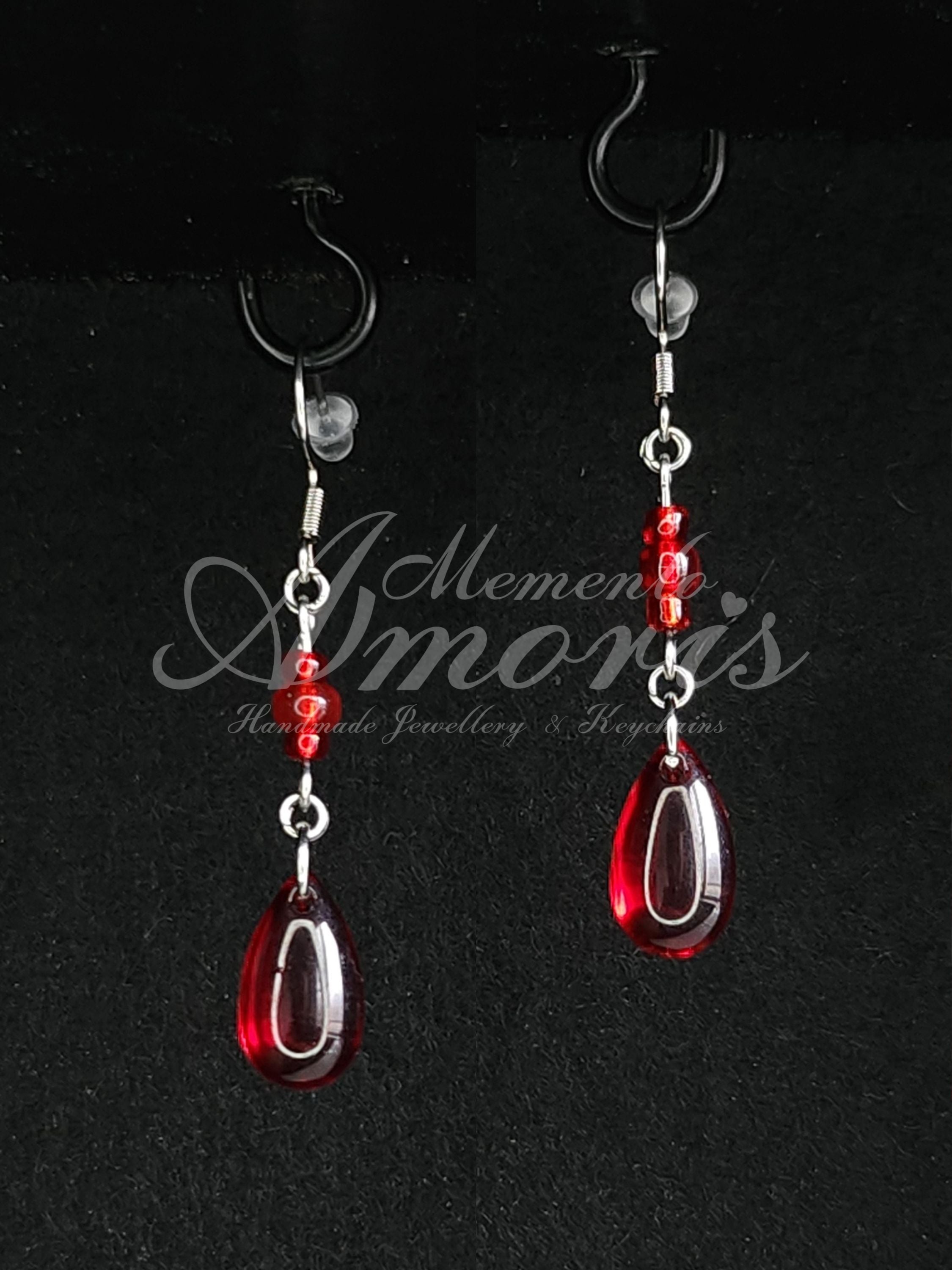 Vampire Drop Earrings in silver