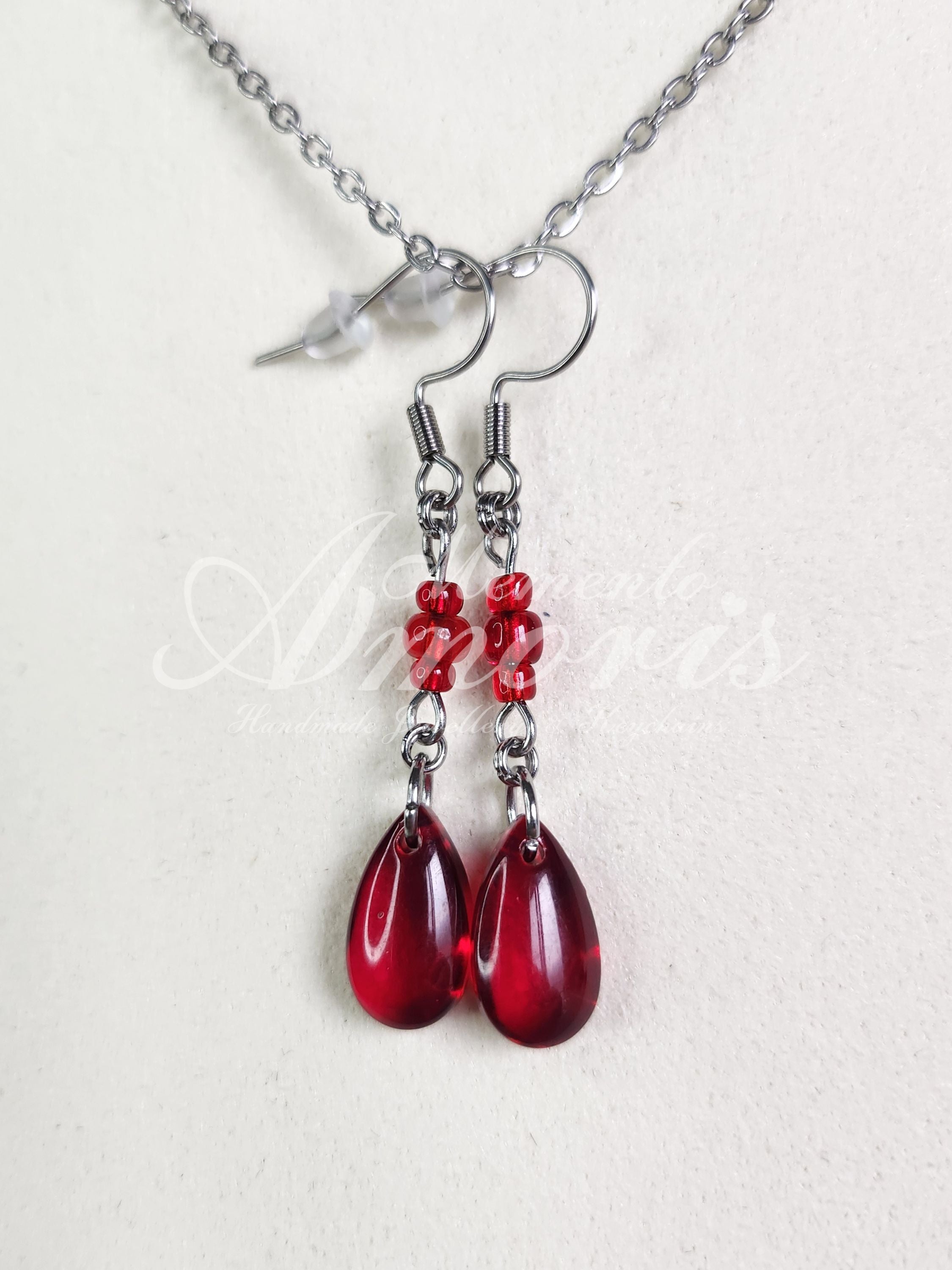 Vampire Drop Earrings in silver
