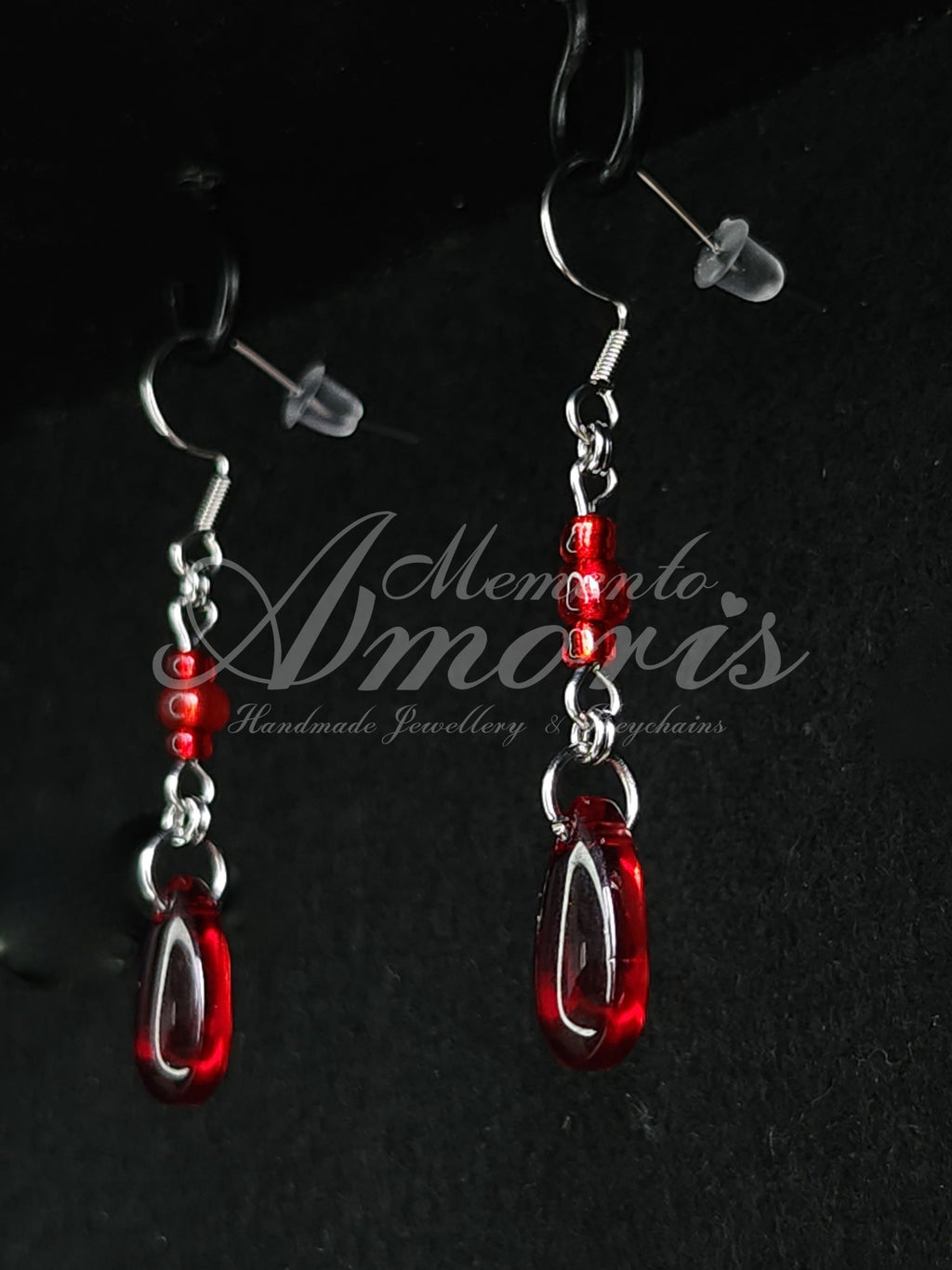Vampire Drop Earrings in silver
