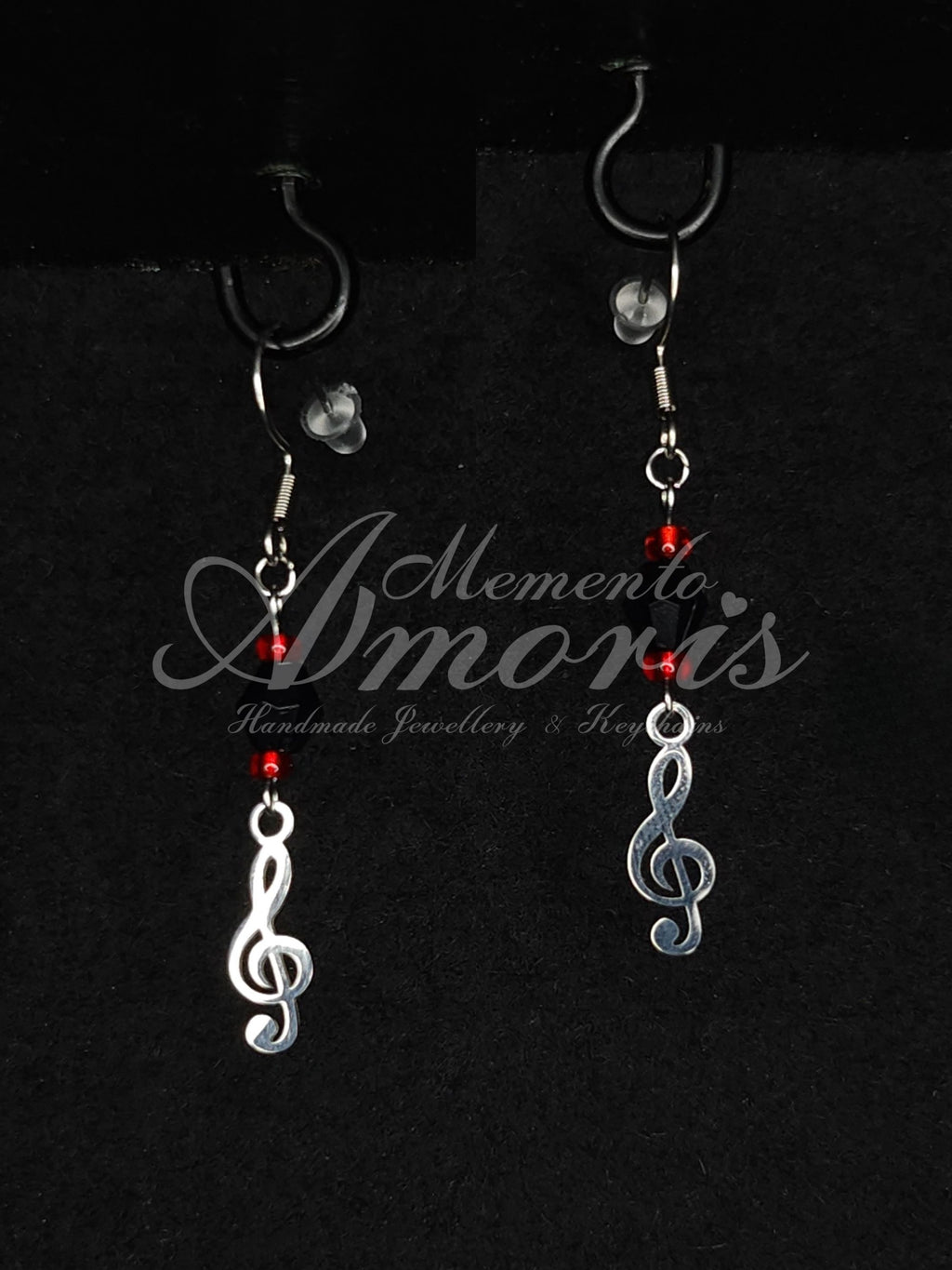 Beaded Clef Earrings in silver