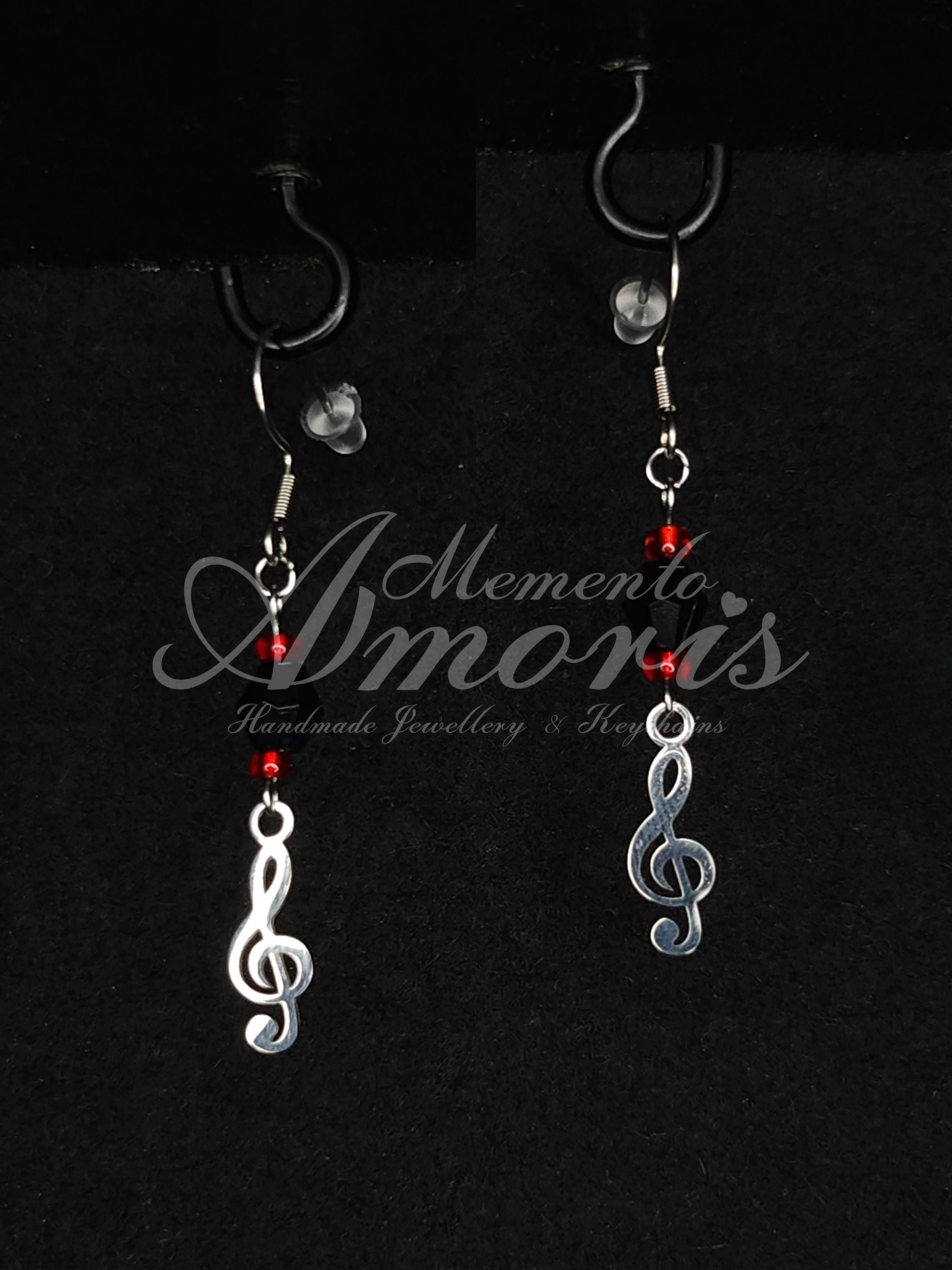 Beaded Clef Earrings in silver