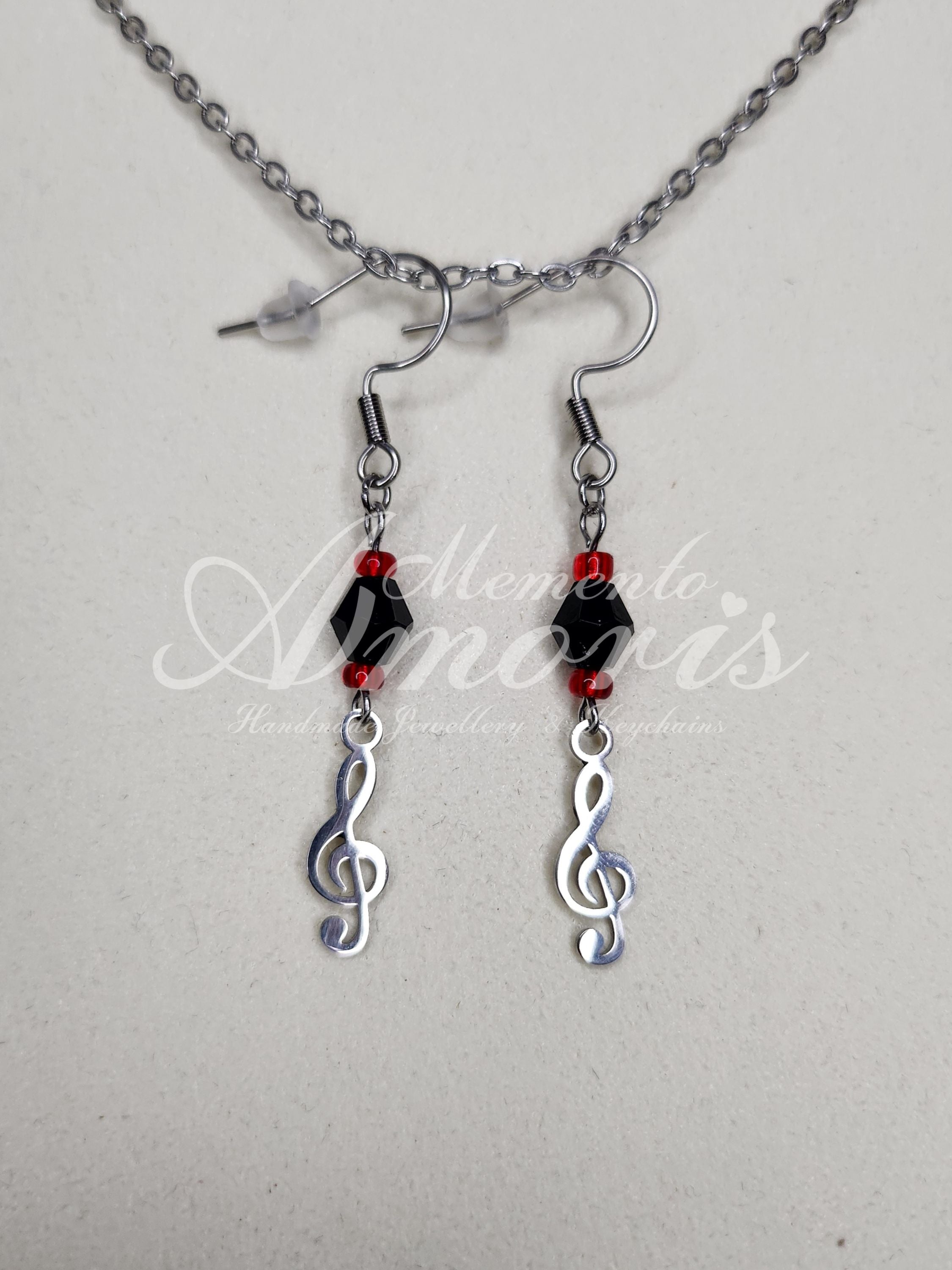 Beaded Clef Earrings in silver