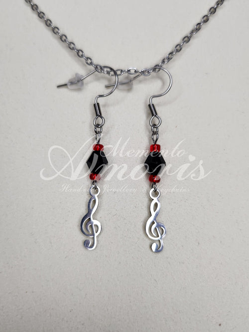Beaded Clef Earrings in silver