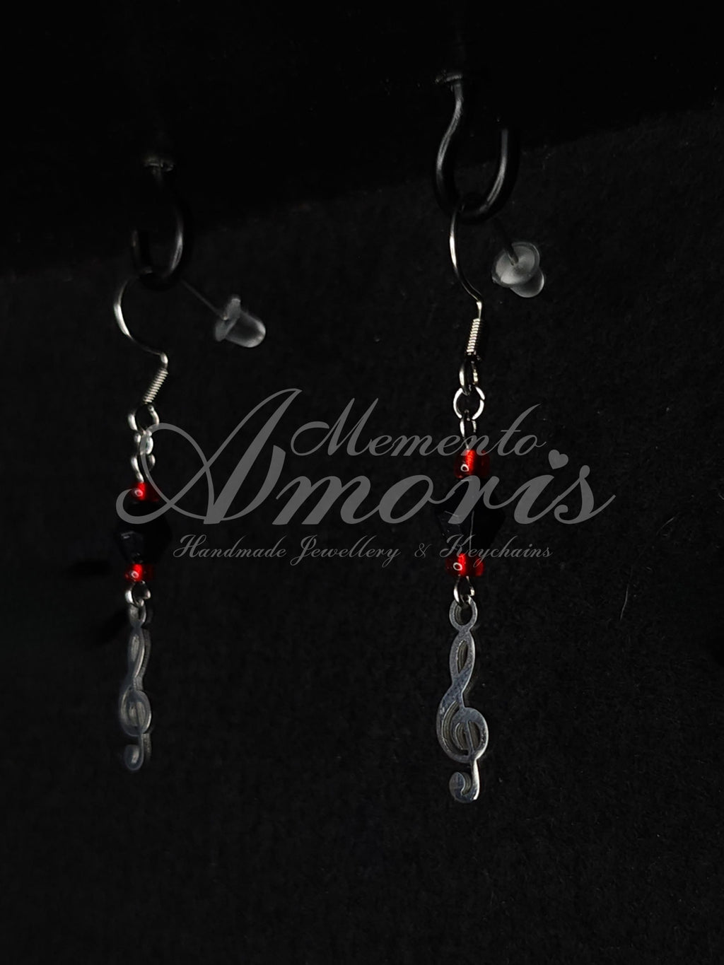 Beaded Clef Earrings in silver
