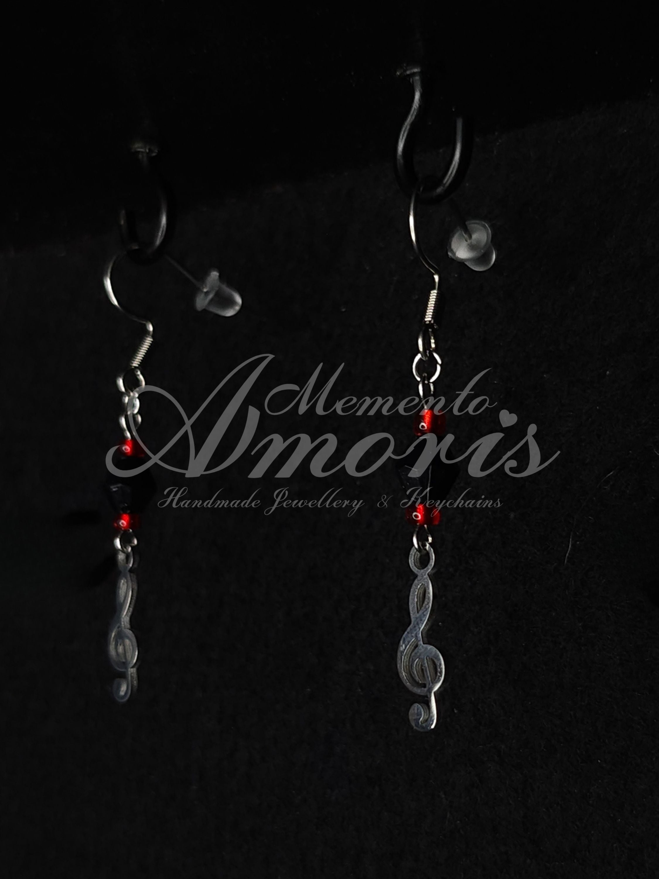 Beaded Clef Earrings in silver