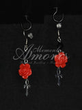 Immortal Rose Earrings in silver, red