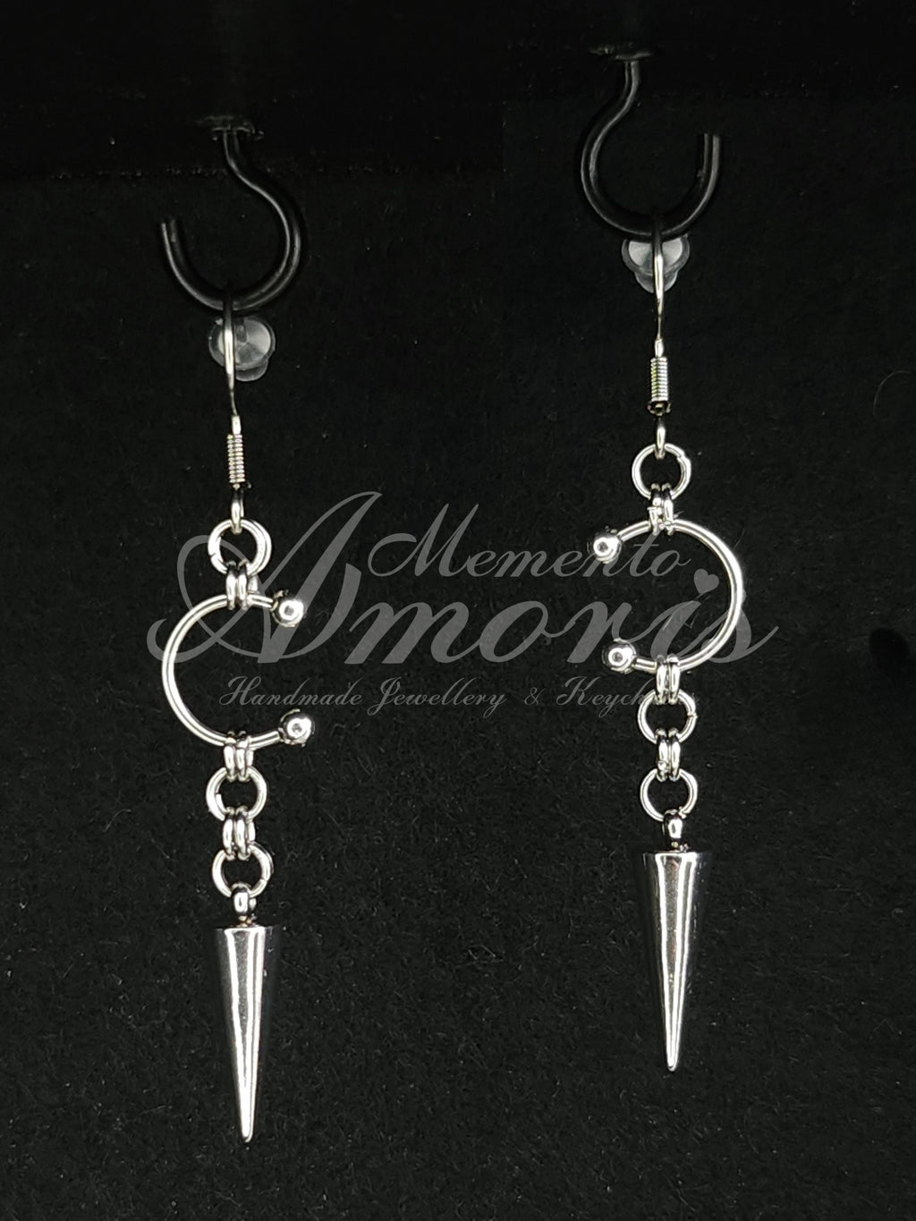 Spiked Septum Earrings in silver, long