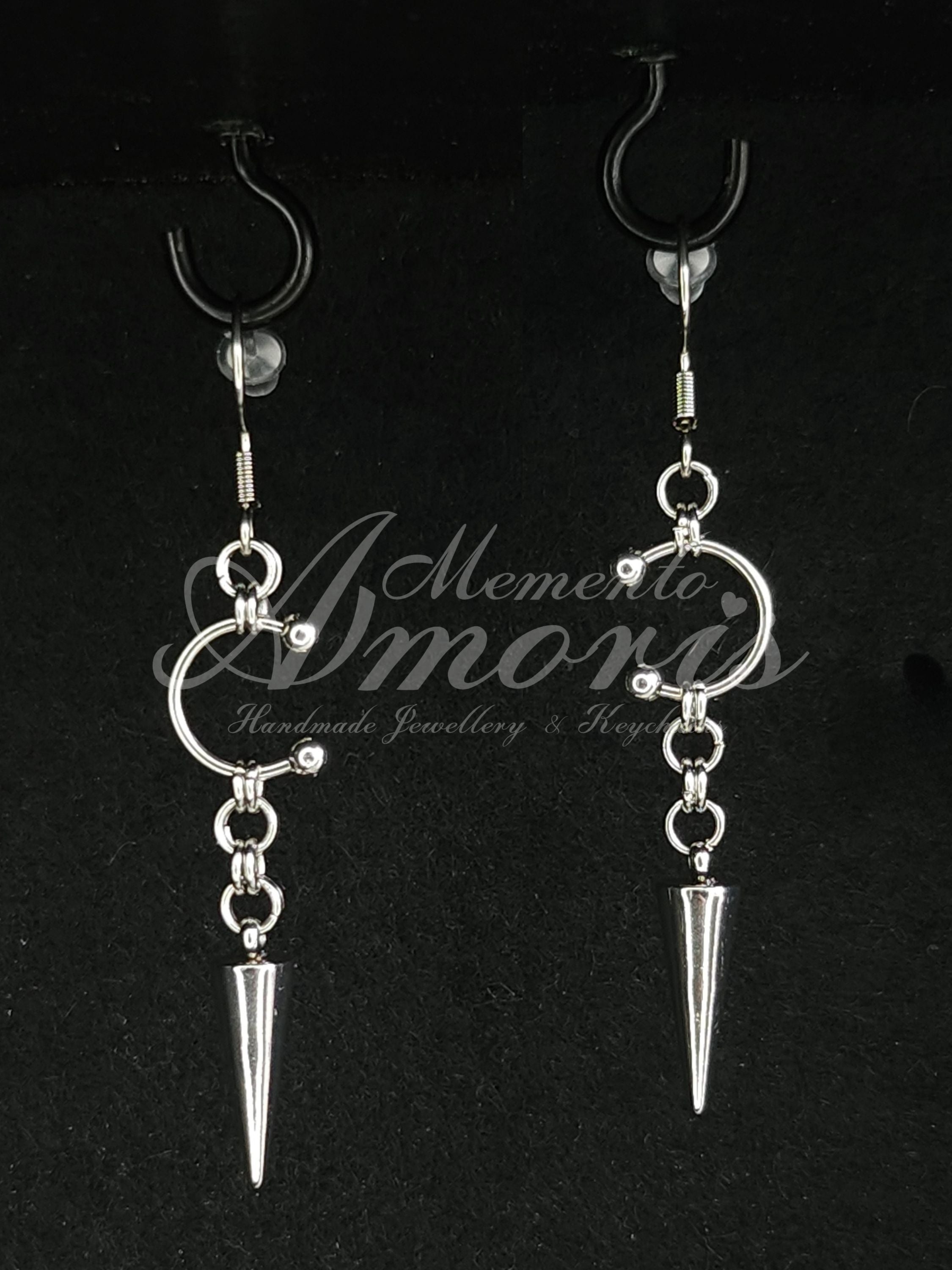 Spiked Septum Earrings in silver, long