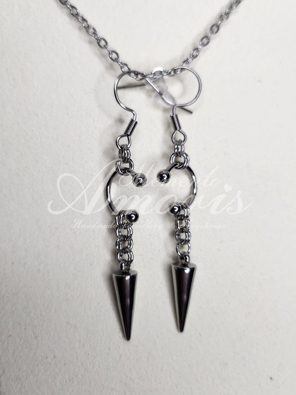 Spiked Septum Earrings in silver, long