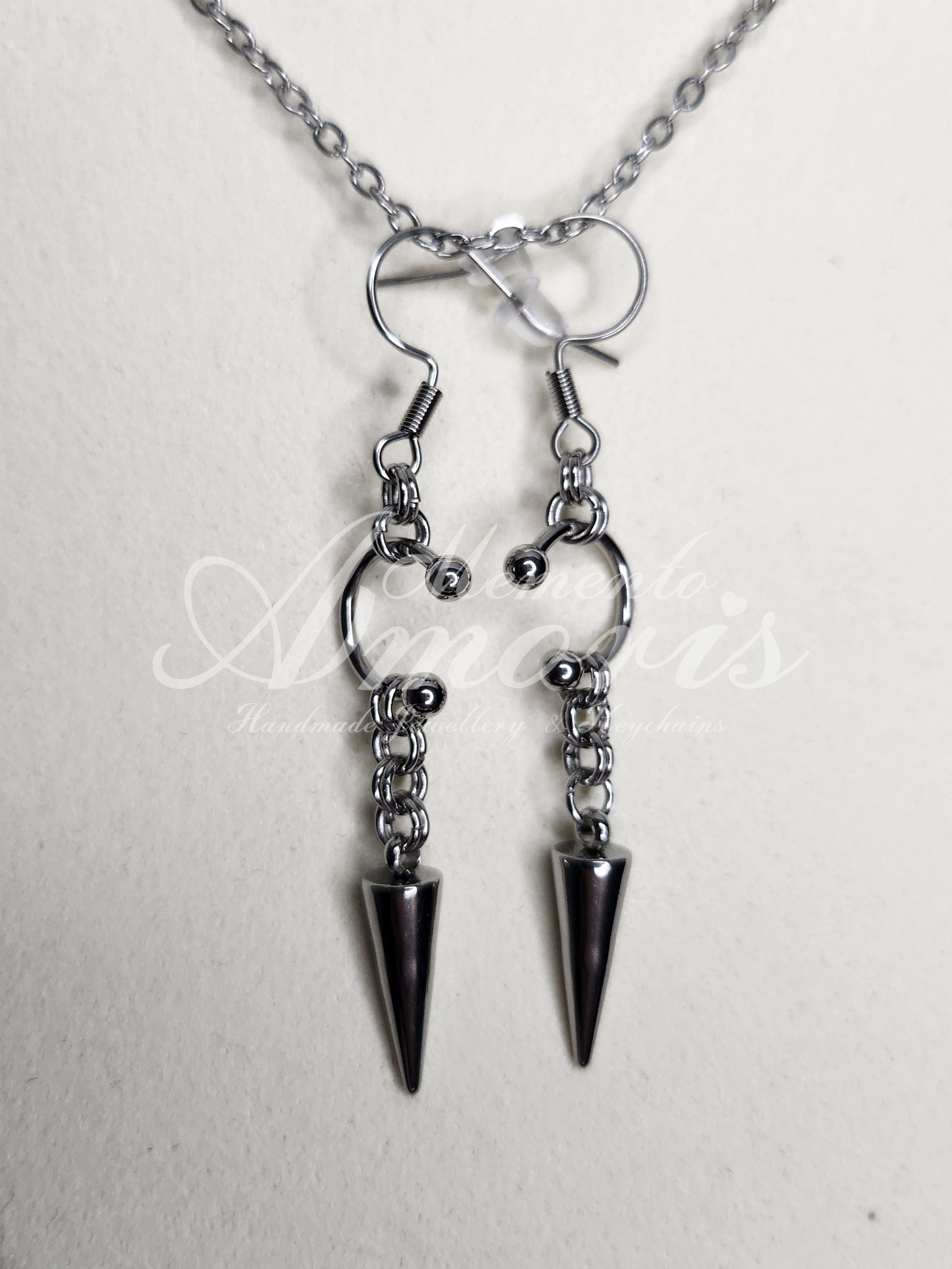Spiked Septum Earrings in silver, long