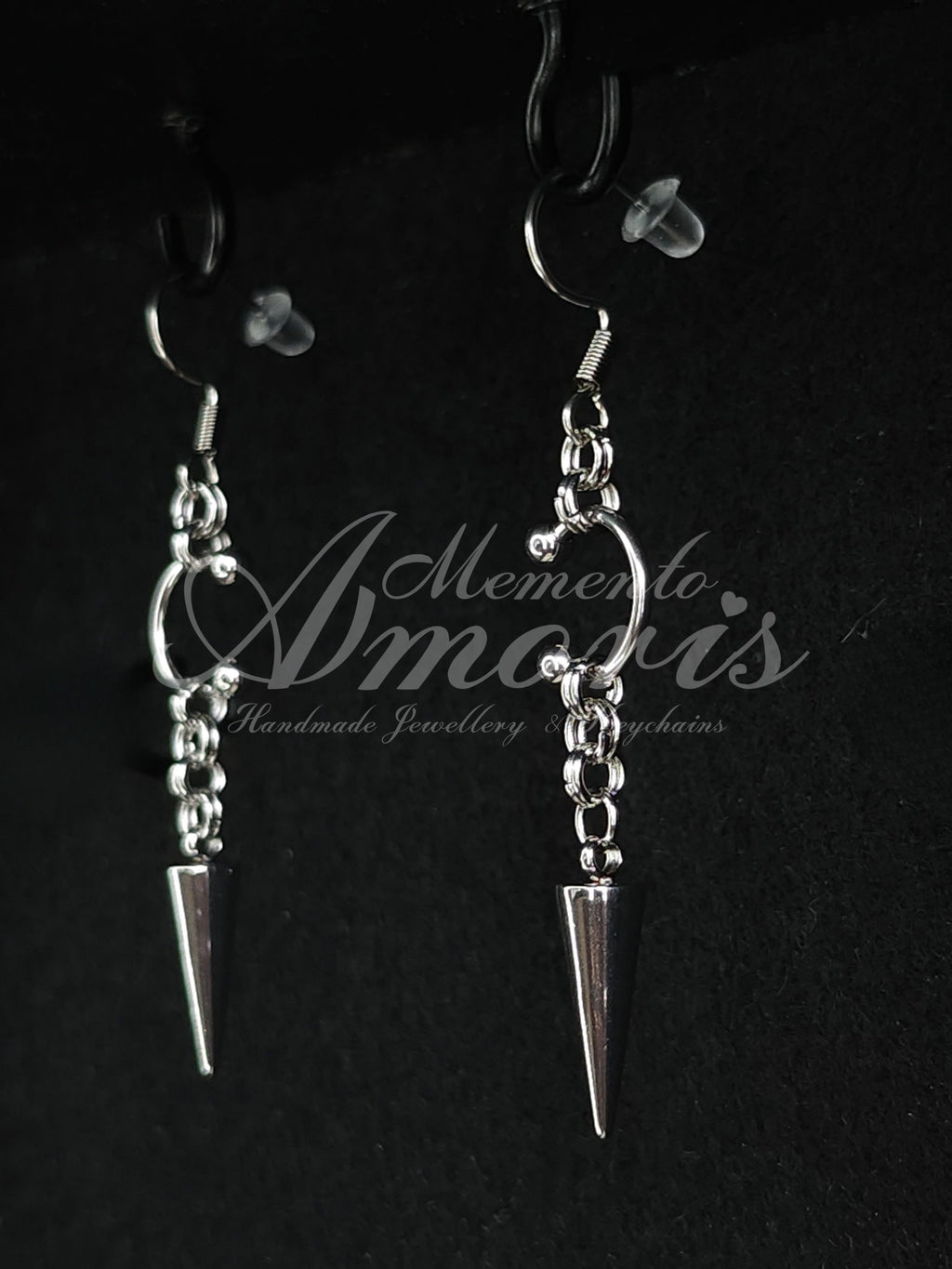 Spiked Septum Earrings in silver, long