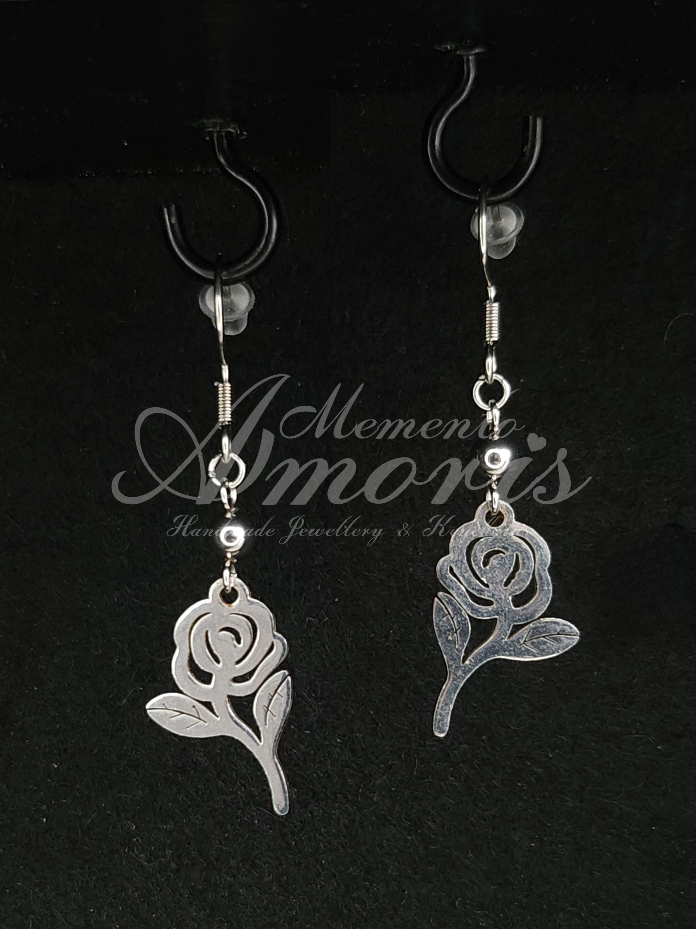Mourning Rose Earrings in silver