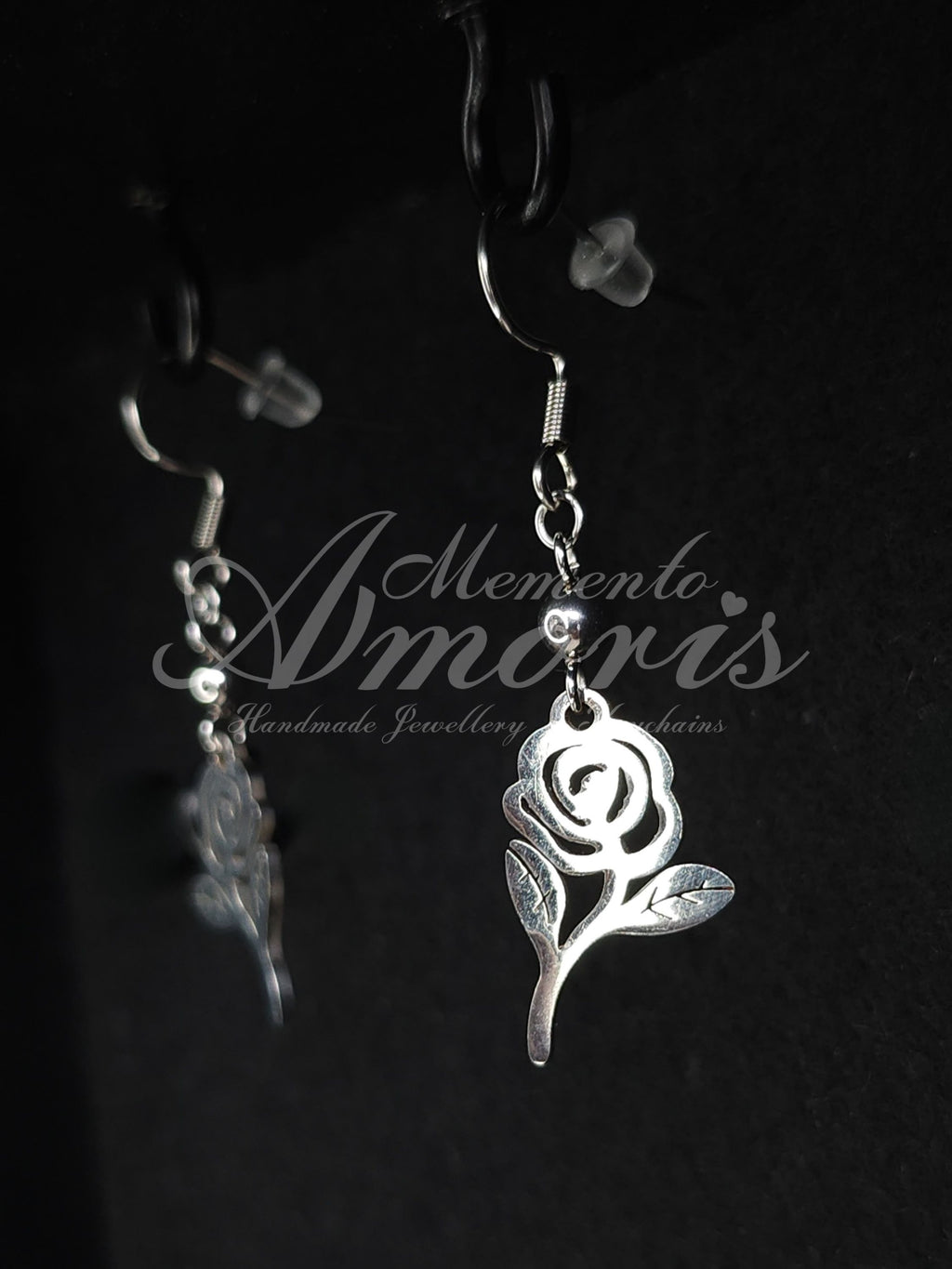 Mourning Rose Earrings in silver