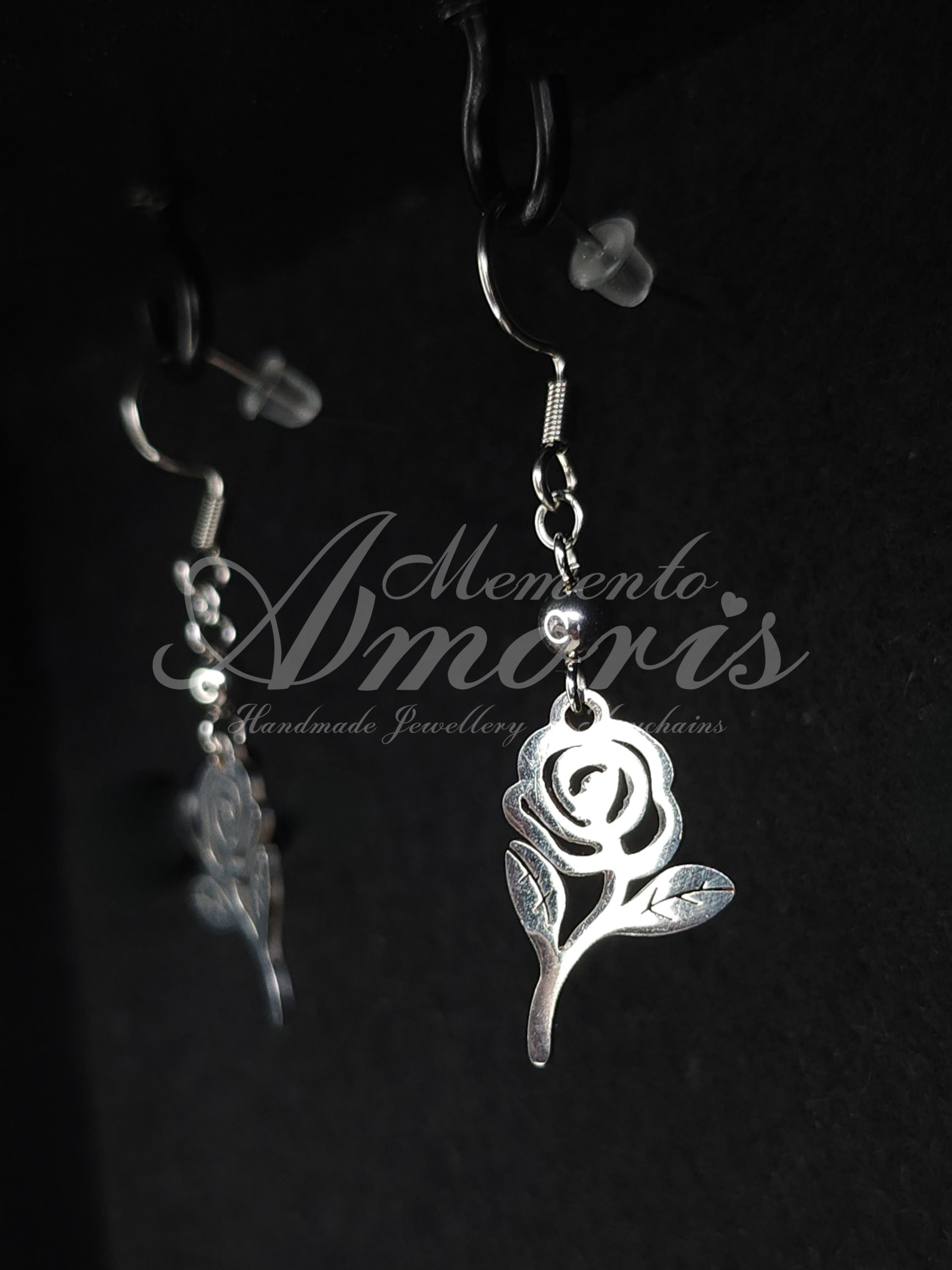 Mourning Rose Earrings in silver