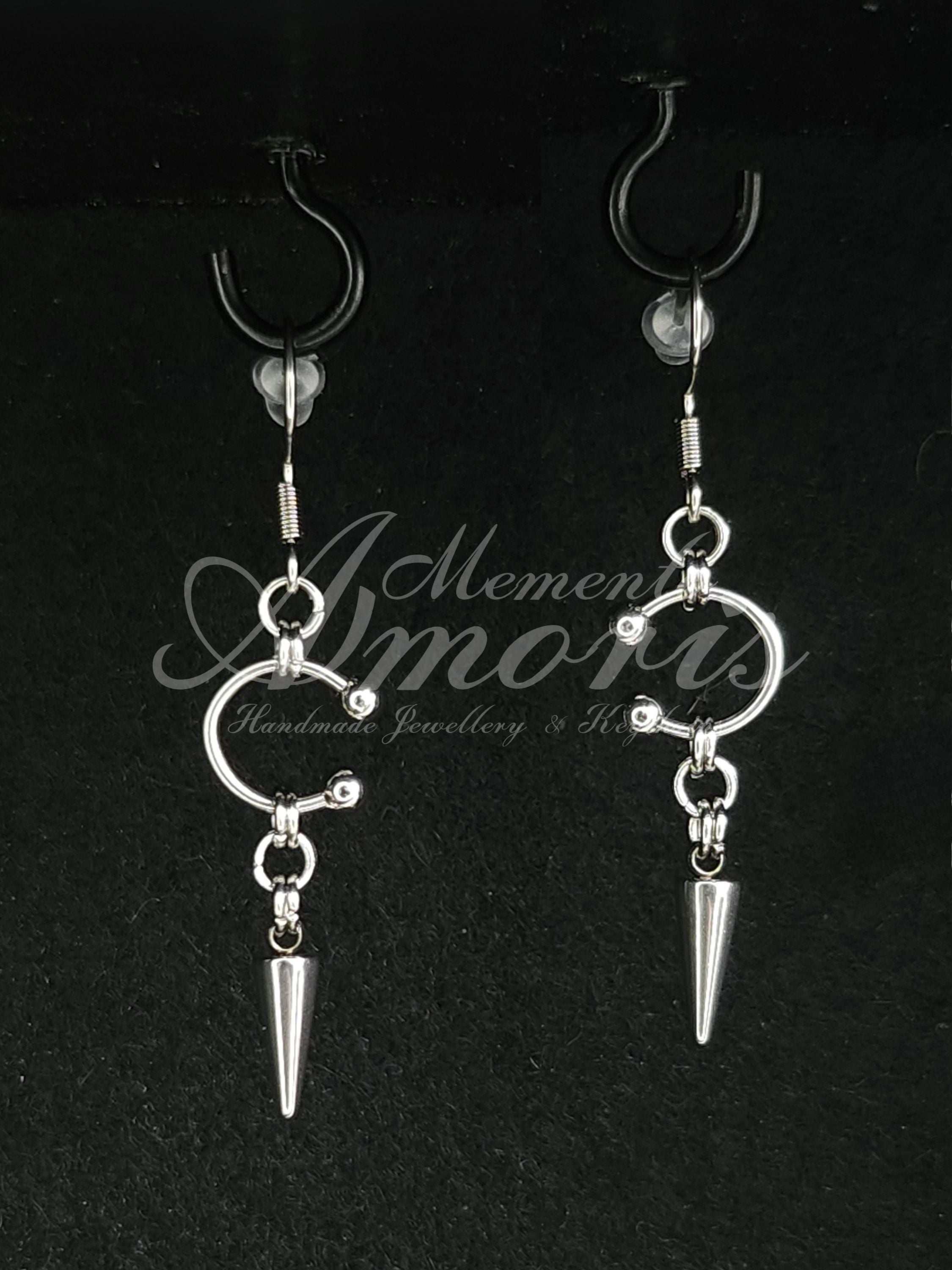 Spiked Septum Earrings in silver, short
