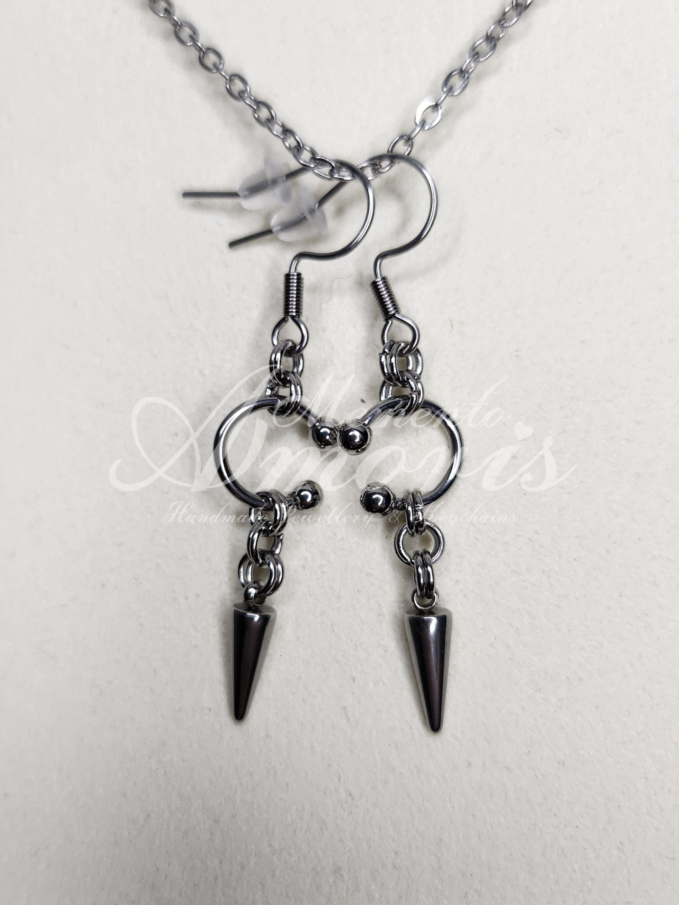 Spiked Septum Earrings in silver, short