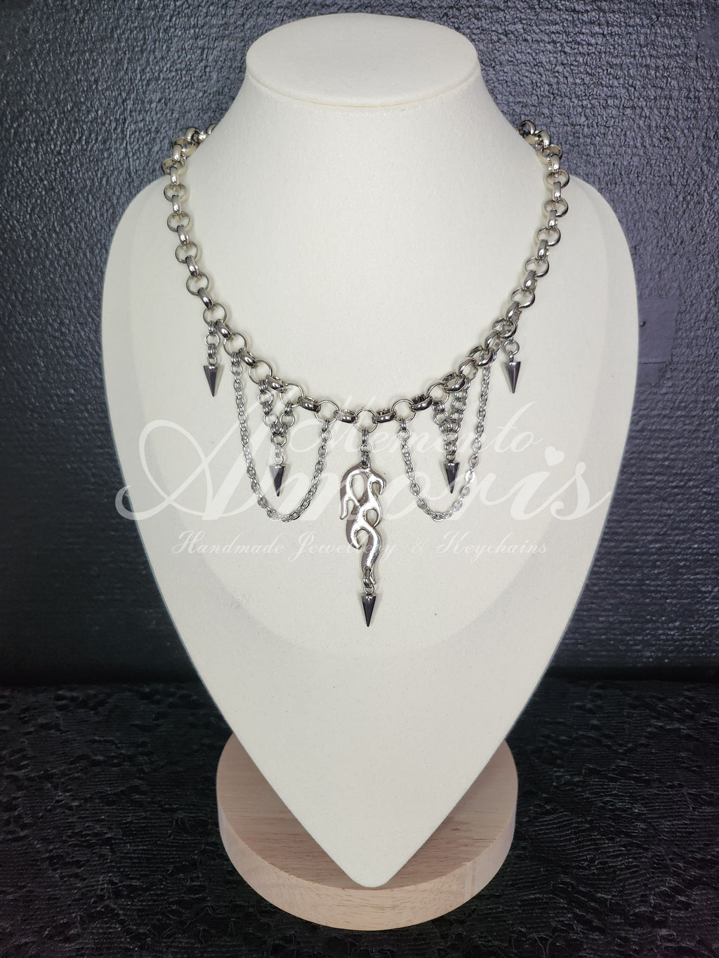 Spiked Flame Necklace in silver