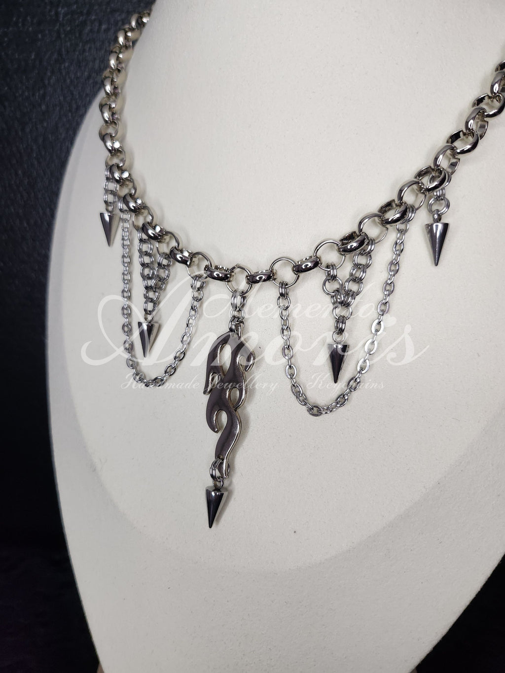 Spiked Flame Necklace in silver