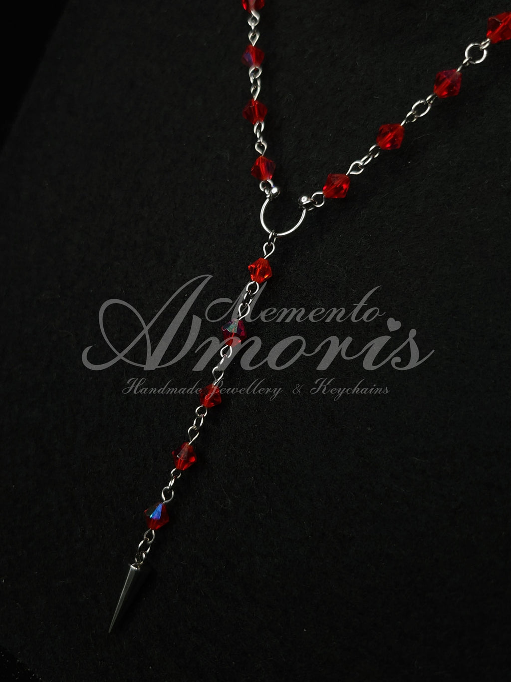 Red Rosary in silver