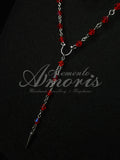 Red Rosary in silver