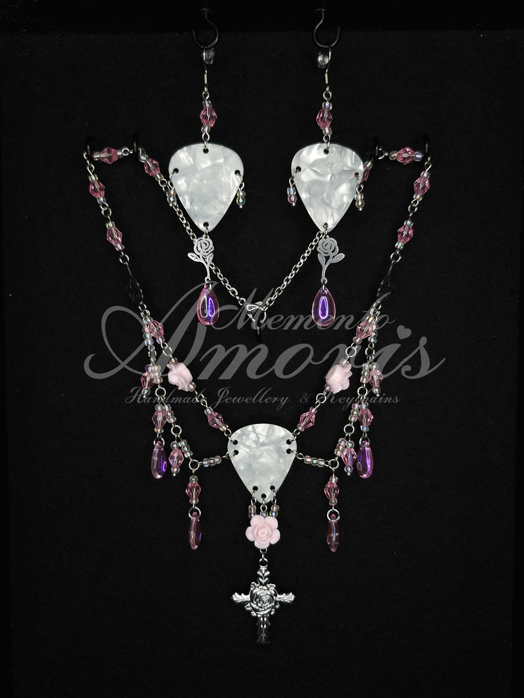 Pink Roses Set in silver