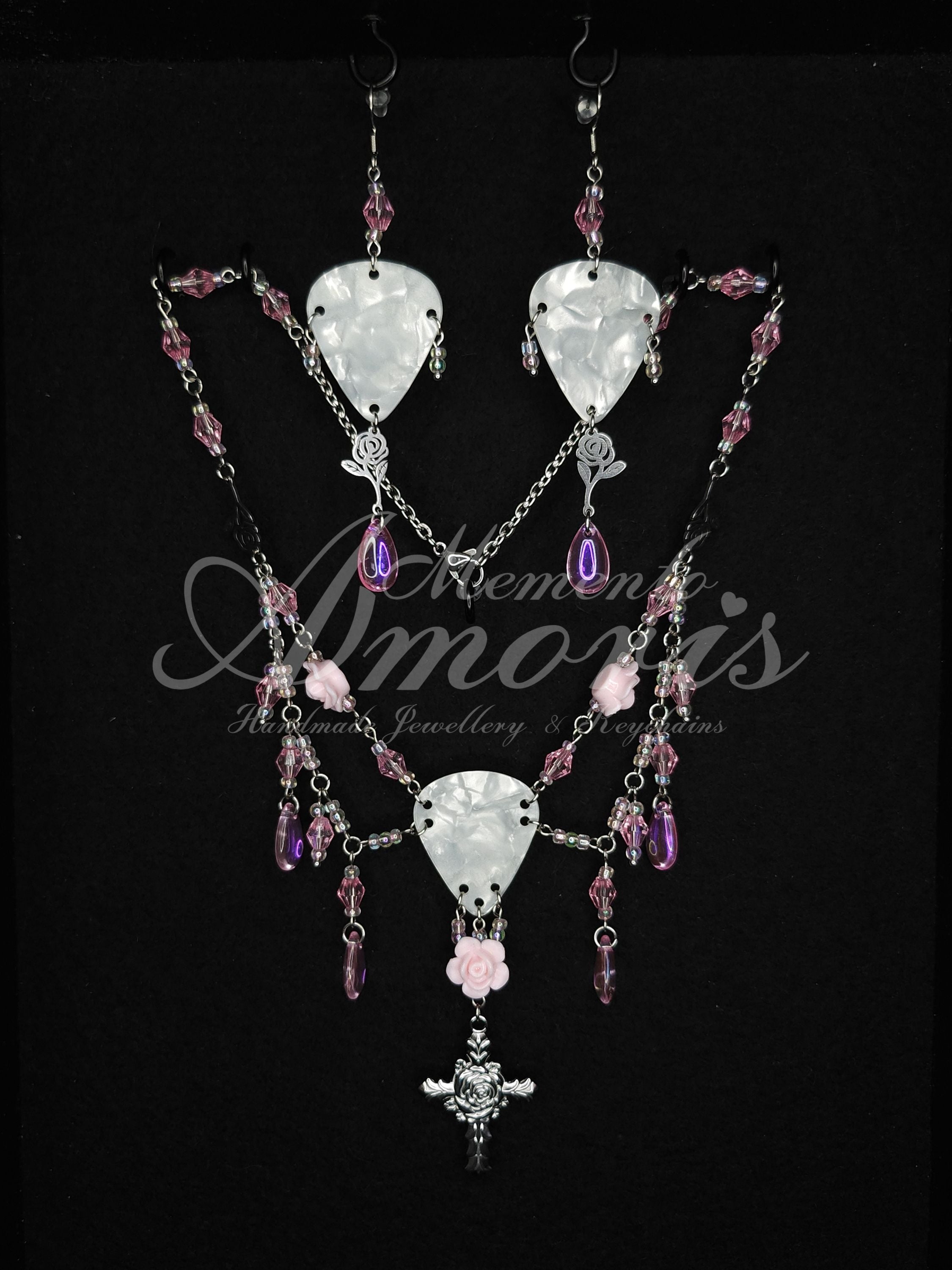 Pink Roses Set in silver