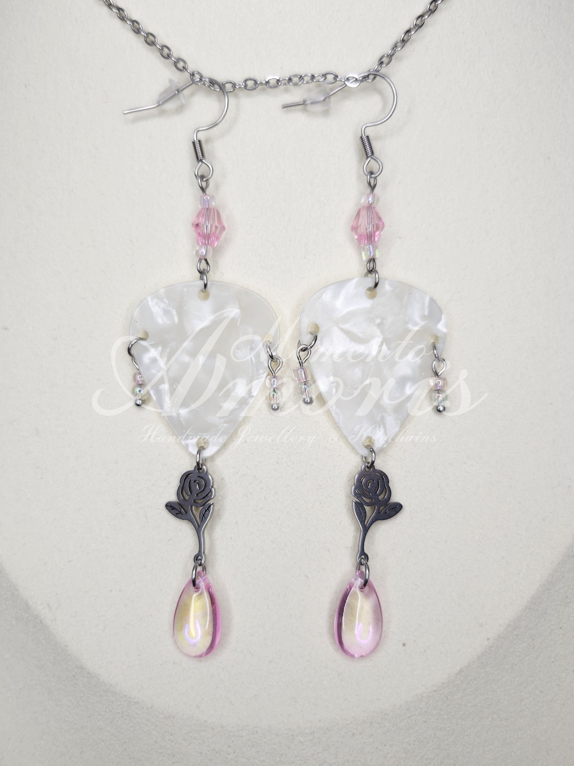 Pink Roses Set in silver