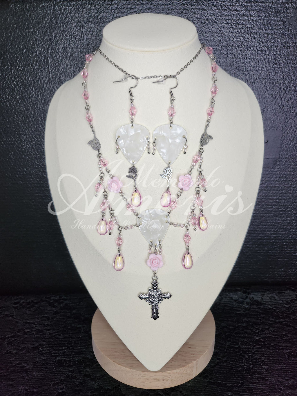 Pink Roses Set in silver
