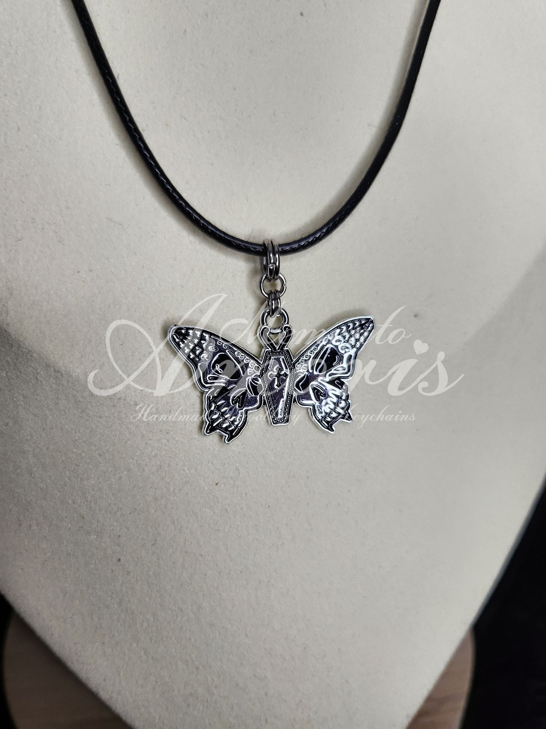Coffin Butterfly Charm Necklace